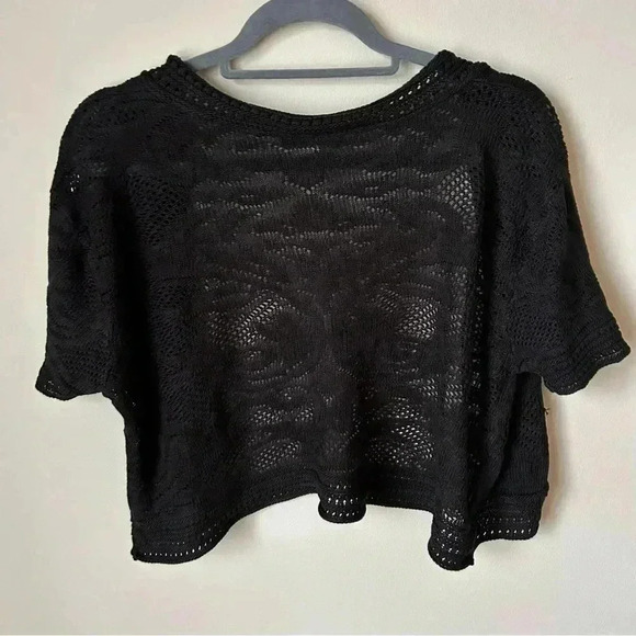 Sweater Project Black Crochet Short Sleeve Open Front Cardigan Women’s Size 3X - Picture 4 of 5